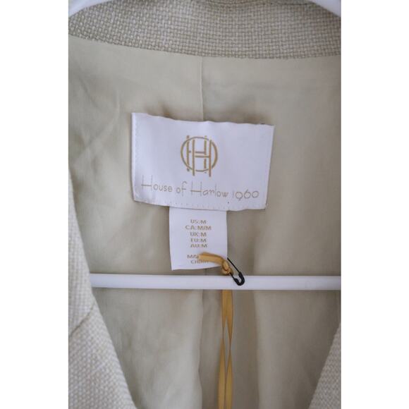 House of Harlow 1960 Blazer Womens M Light Green Woven Tweed Jacket NWT - Picture 3 of 8